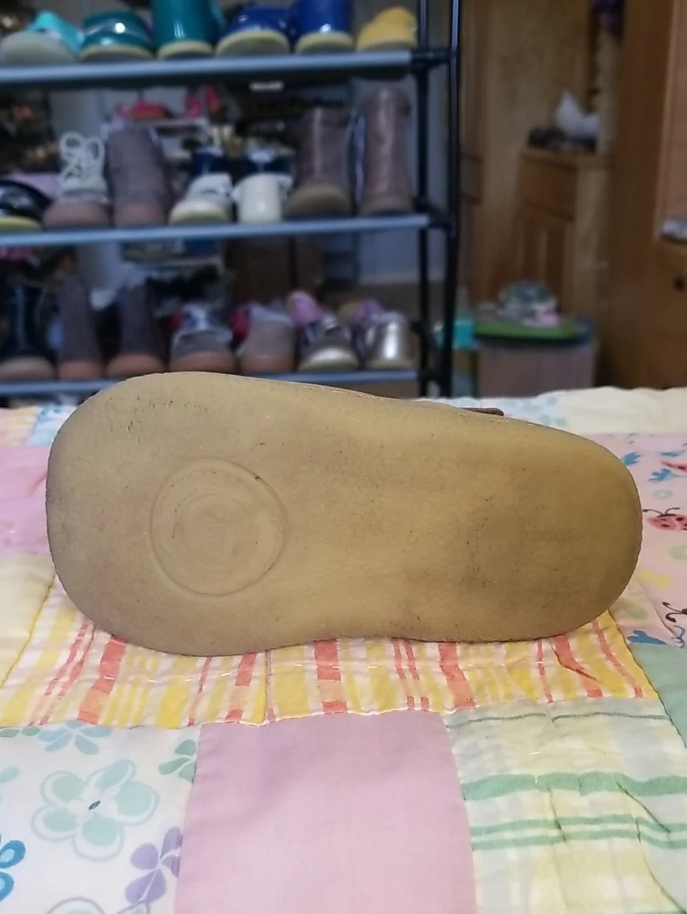 Livie & Luca Girls Gold and Taupe Mary Janes Size 8 Soft Leather Tootles